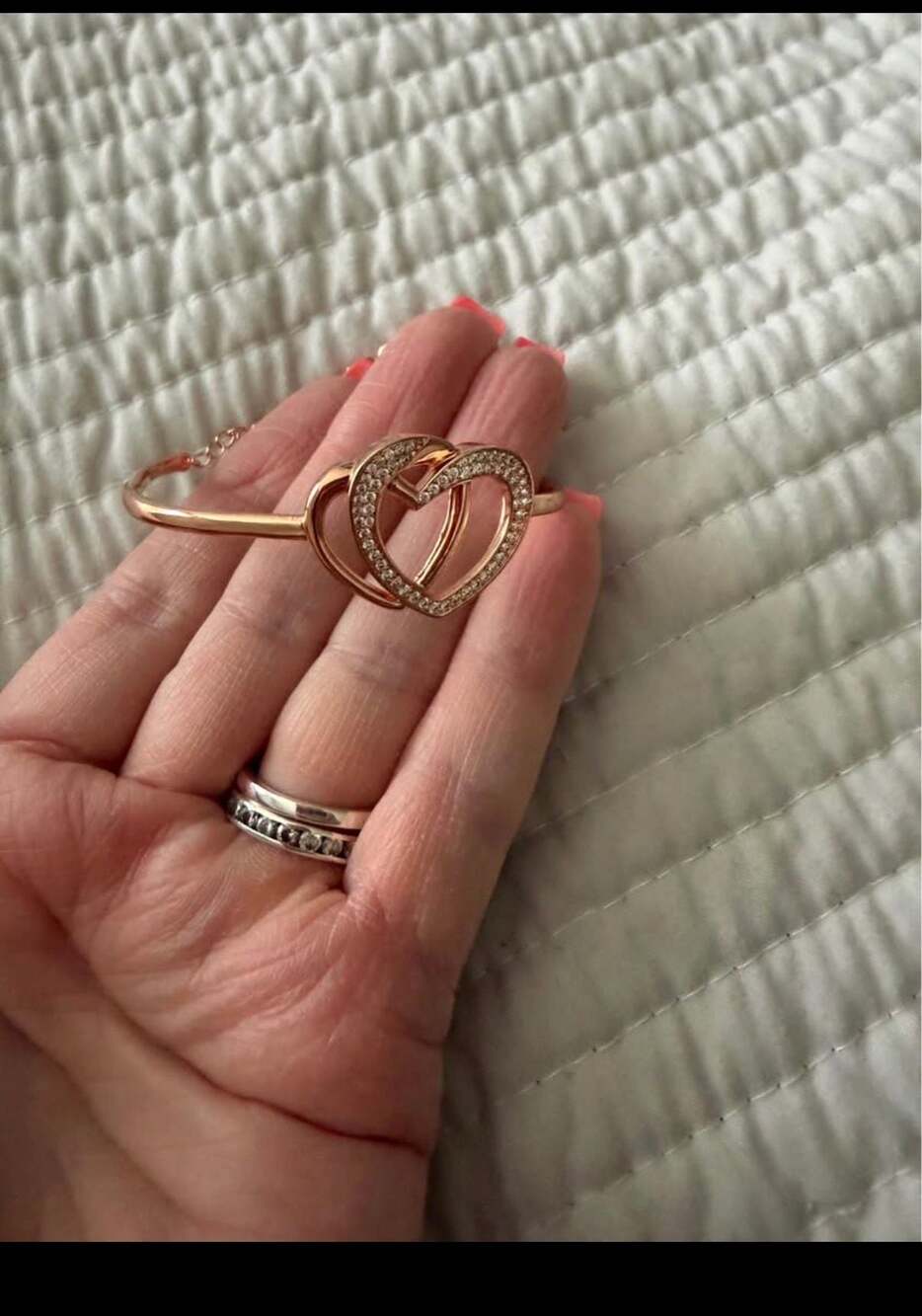 Aphrodite's Twin Hearts Adjustable Bracelet 6.49"